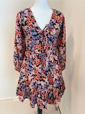 Banjanan Macaw Floral Mini Dress Cotton Small